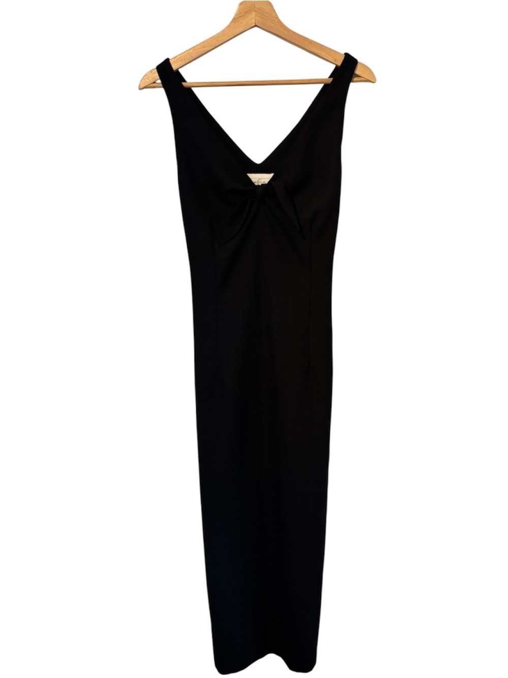 Vintage Black Maxi Dress with Knot Detail